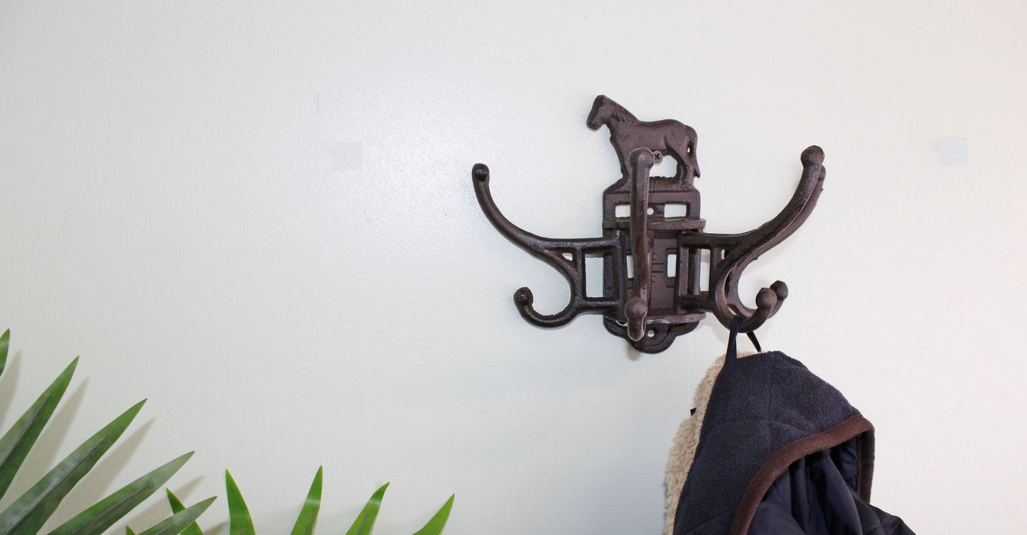 Cast Iron Wall Mounted Rotating Horse Coat Hook