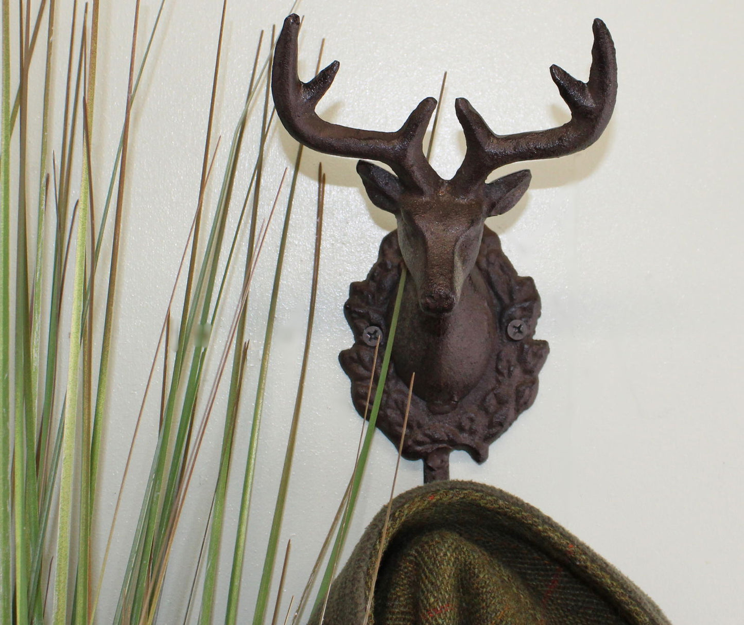 Rustic Cast Iron Stag Bust Wall Hook