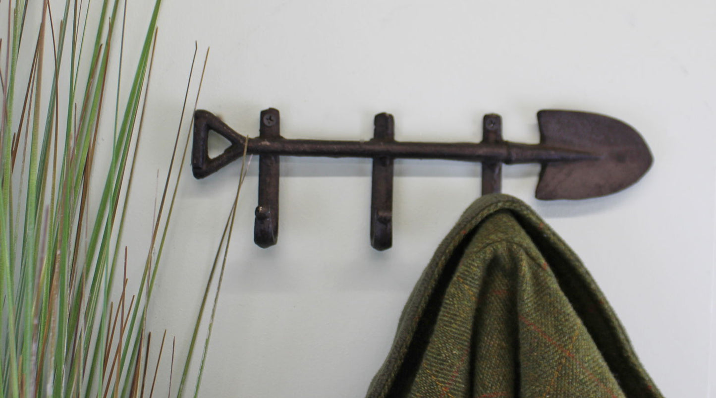 Rustic Cast Iron Garden Spade Wall Hook