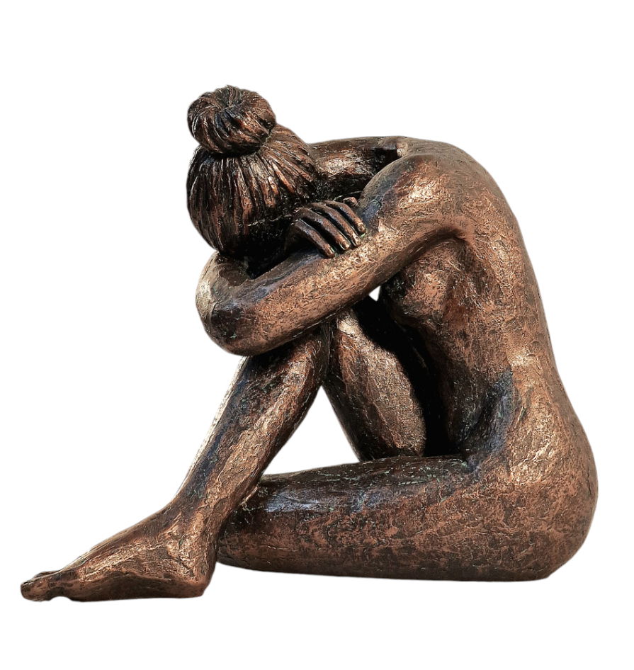 Sitting Woman Statue Bronze Style