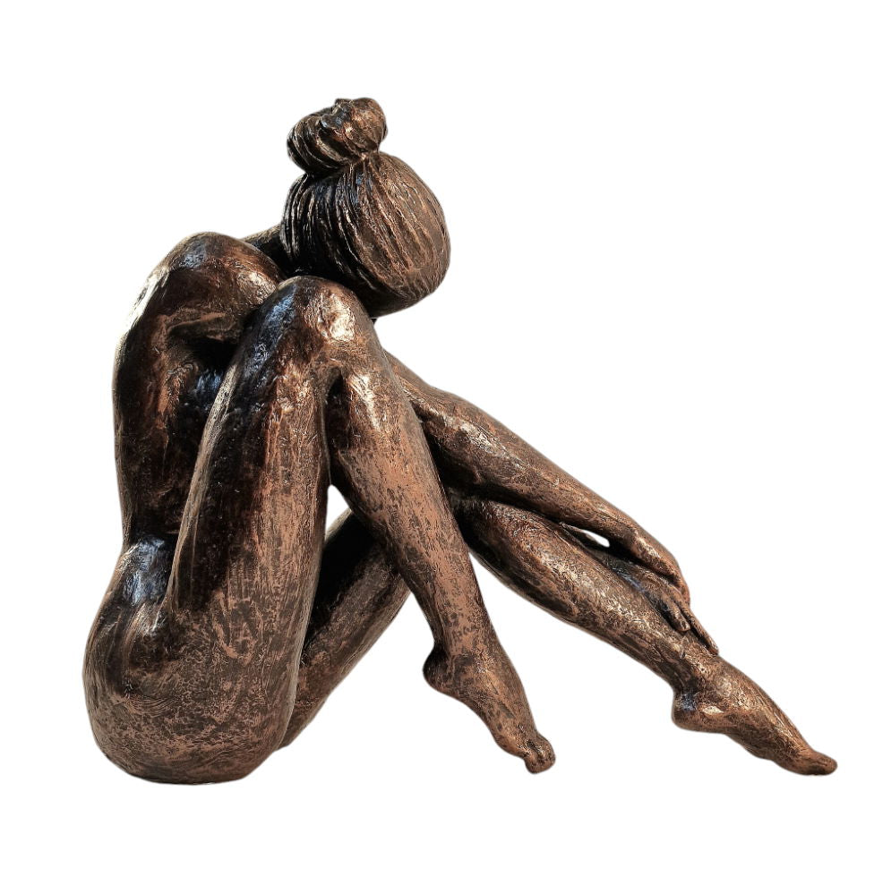 Sitting Woman Statue Bronze Style