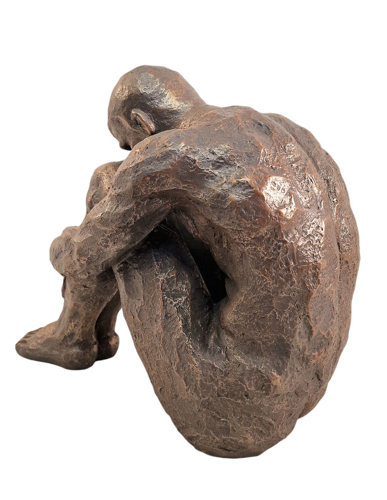 Sitting Man Bronze Style Statue