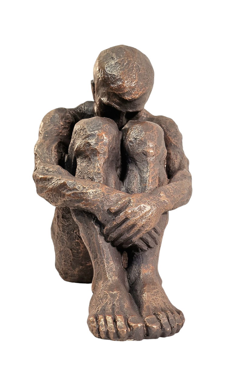 Sitting Man Bronze Style Statue