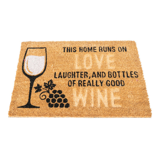 Wine Glass & Love Coir Doormat