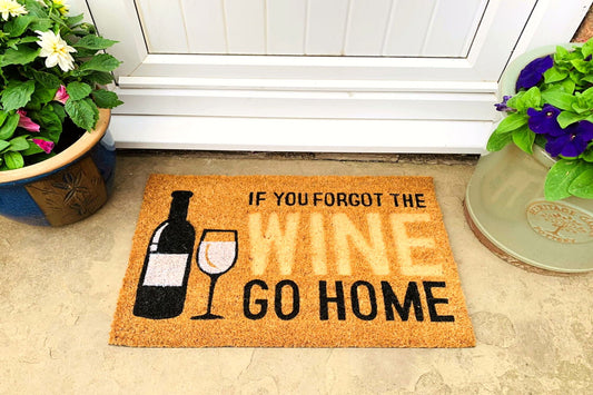 Wine Bottle & Glass Coir Doormat