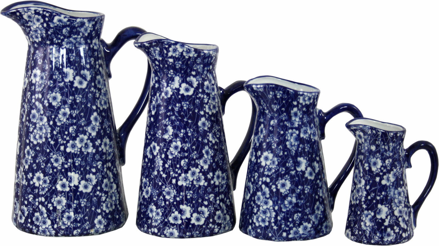 Vintage Blue & White Daisies Jug Set