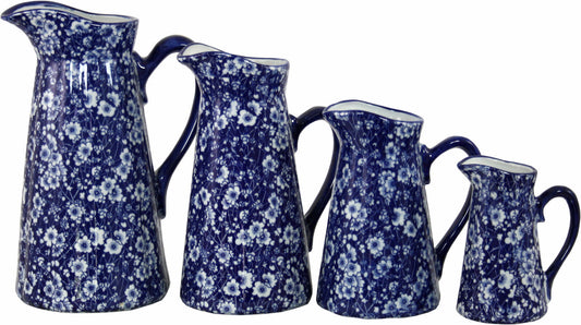 Vintage Blue & White Daisies Jug Set