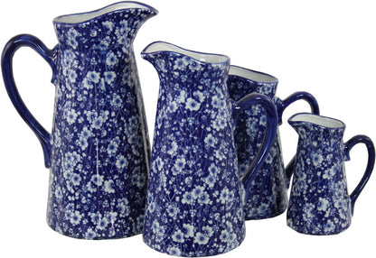 Vintage Blue & White Daisies Jug Set
