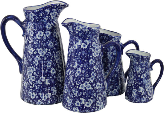Vintage Blue & White Daisies Jug Set