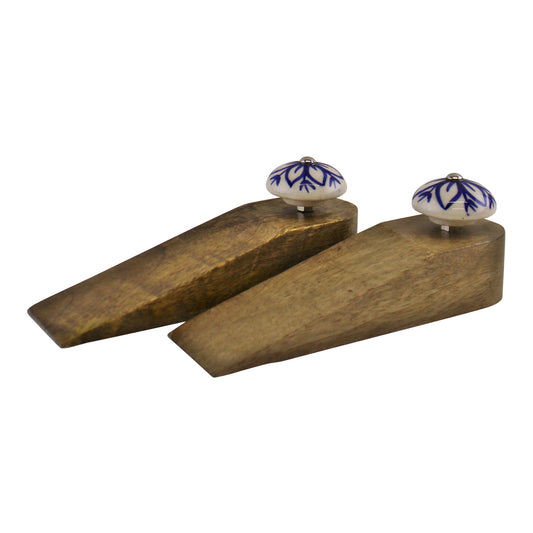 Wooden Door Wedges With Ceramic Knobs