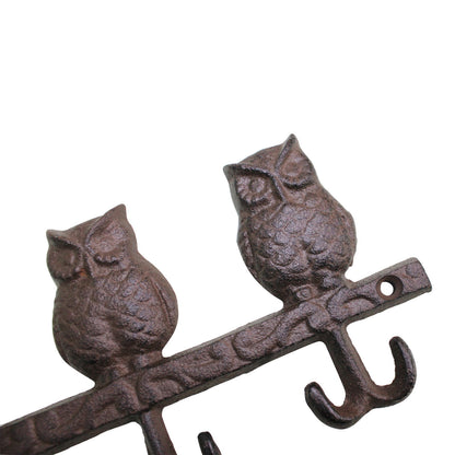 Rustic Cast Iron Owls Wall Hook