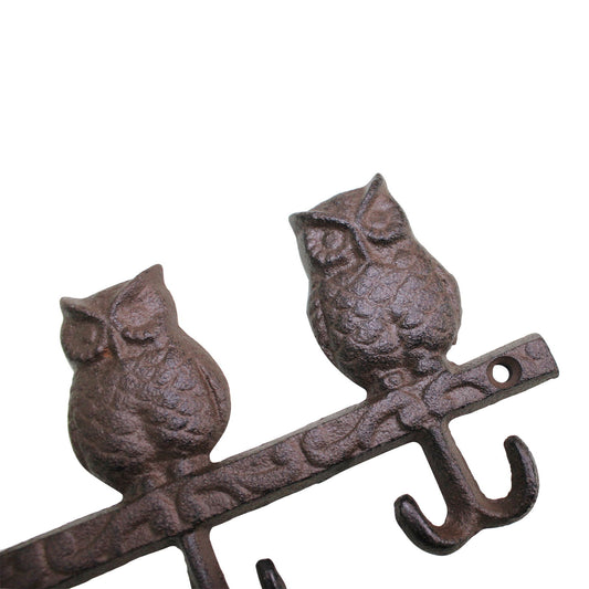 Rustic Cast Iron Owls Wall Hook