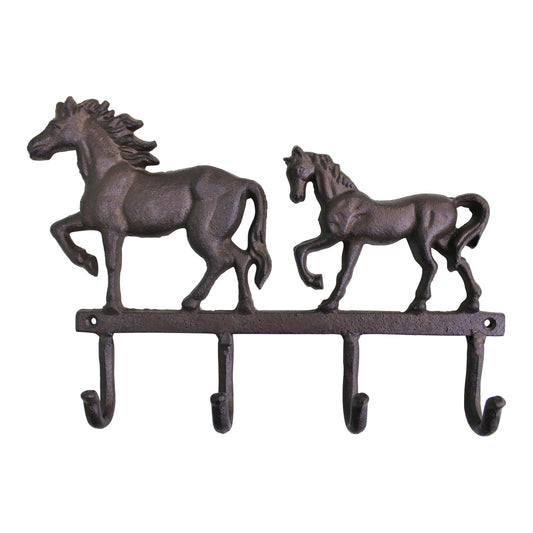 Rustic Cast Iron Two Horses Wall Hooks