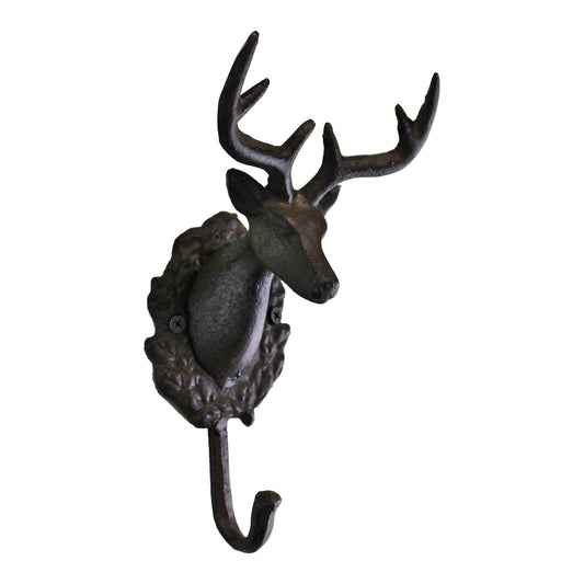 Rustic Cast Iron Stag Bust Wall Hook