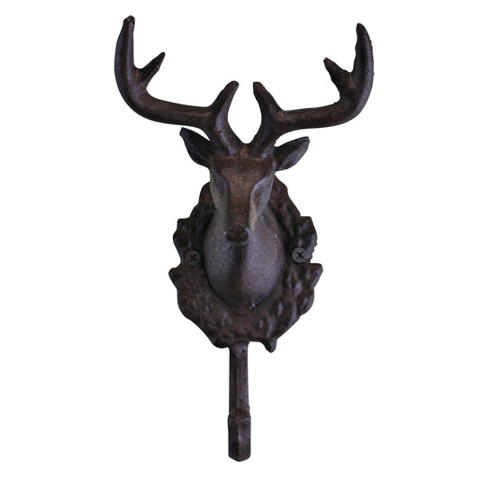 Rustic Cast Iron Stag Bust Wall Hook