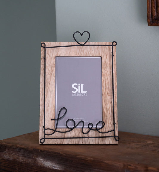 Photo Frame with Black Wire Love Script 4x6"