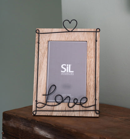 Photo Frame with Black Wire Love Script 5x7"
