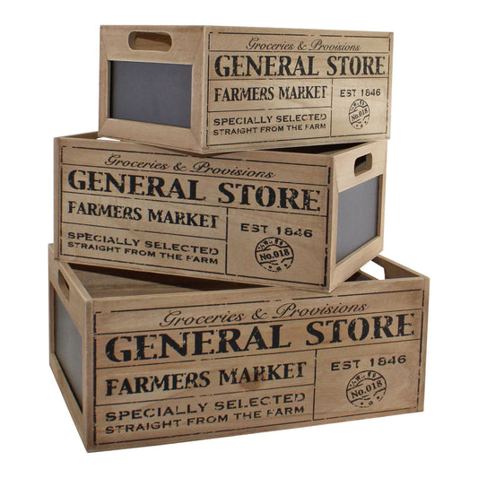 General Store Chalkboard Storage Crates