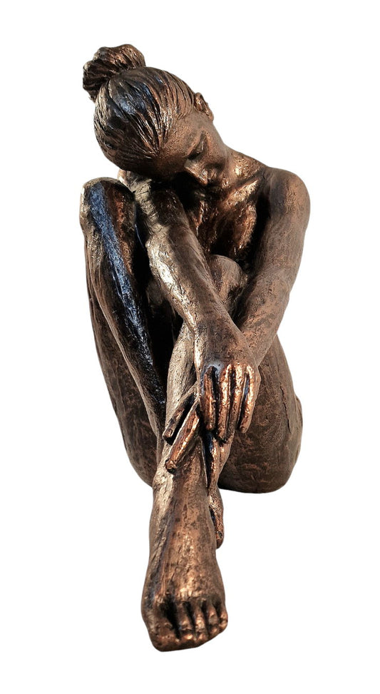 Sitting Woman Statue Bronze Style