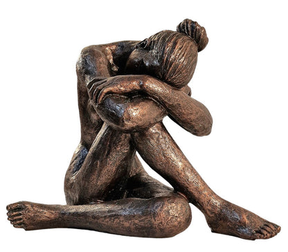 Sitting Woman Statue Bronze Style