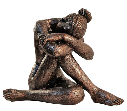 Sitting Woman Statue Bronze Style