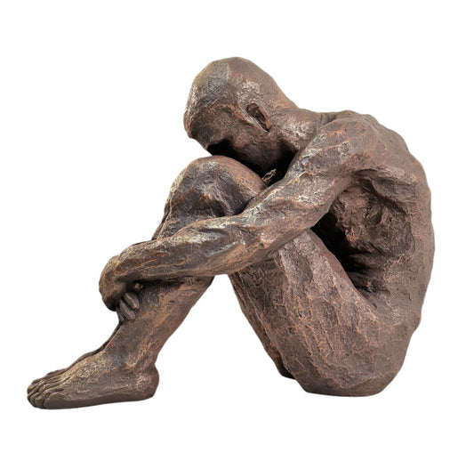 Sitting Man Bronze Style Statue