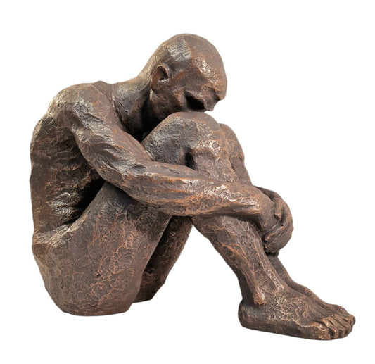 Sitting Man Bronze Style Statue