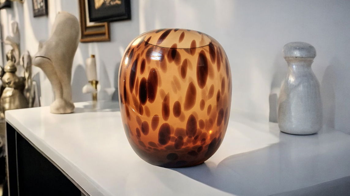 Leopard Print Glass Vase