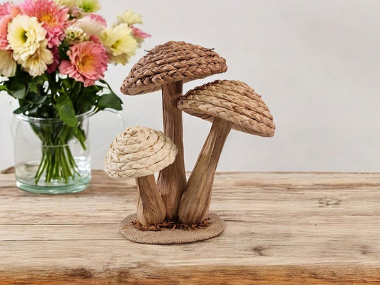 Rattan Trio Mushroom Ornament