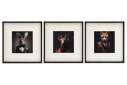 Set of 3 Forest Animal Head Prints Picture Art