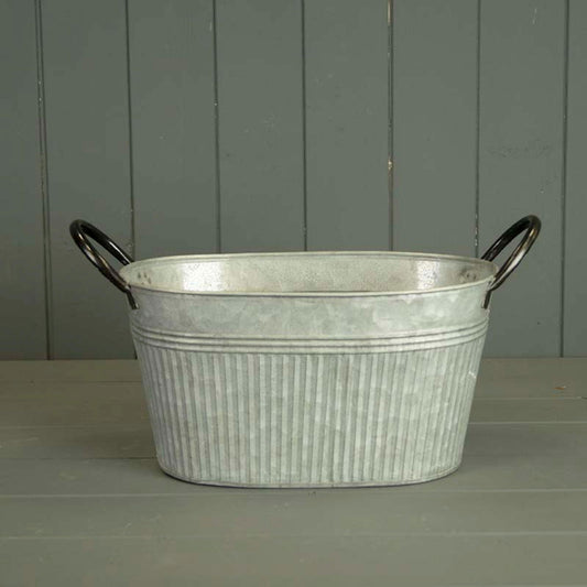 Ribbed Zinc Oval Planter