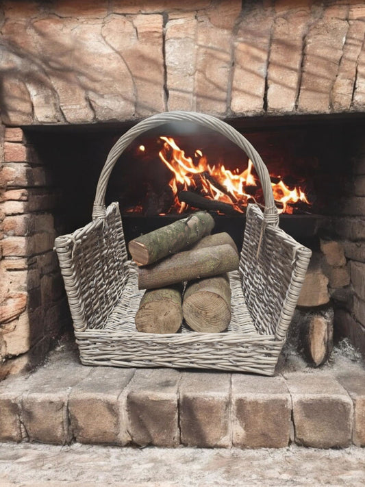 Grey wash Willow Log Basket