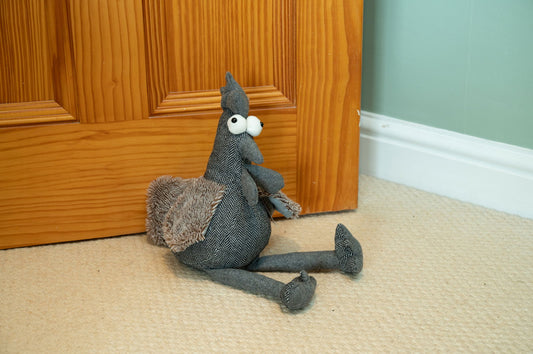 Grey Chicken Fabric Doorstop